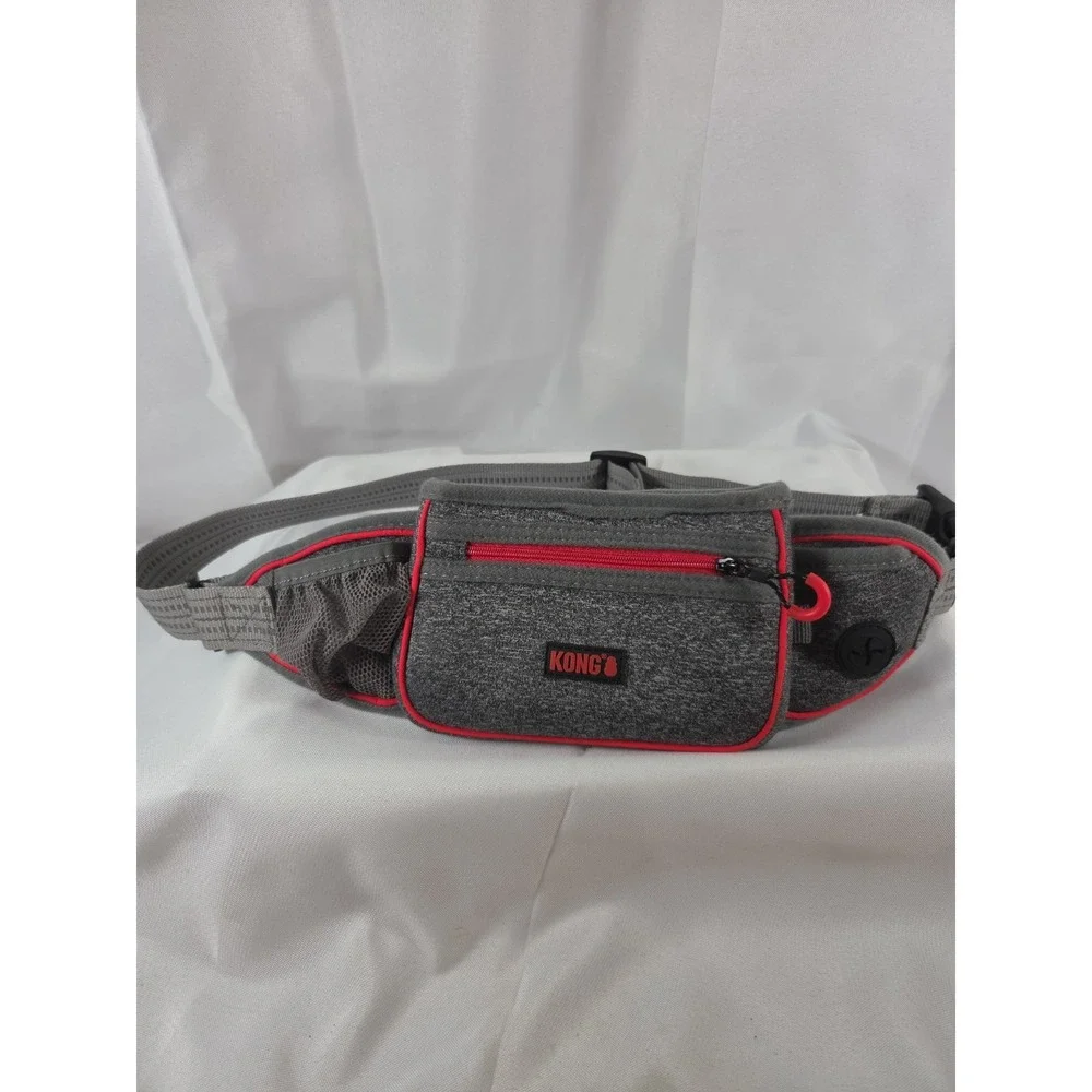 Kong On-The-Go Reflective Waist Pack Grey Red Pouch Dog Pet Outdoor